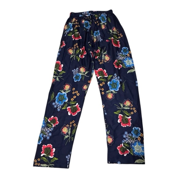 ASOS Floral Pajama Set Navy size 4 S NWT Long Sleeve Button Up Pants Spring PJ’s - Picture 3 of 7
